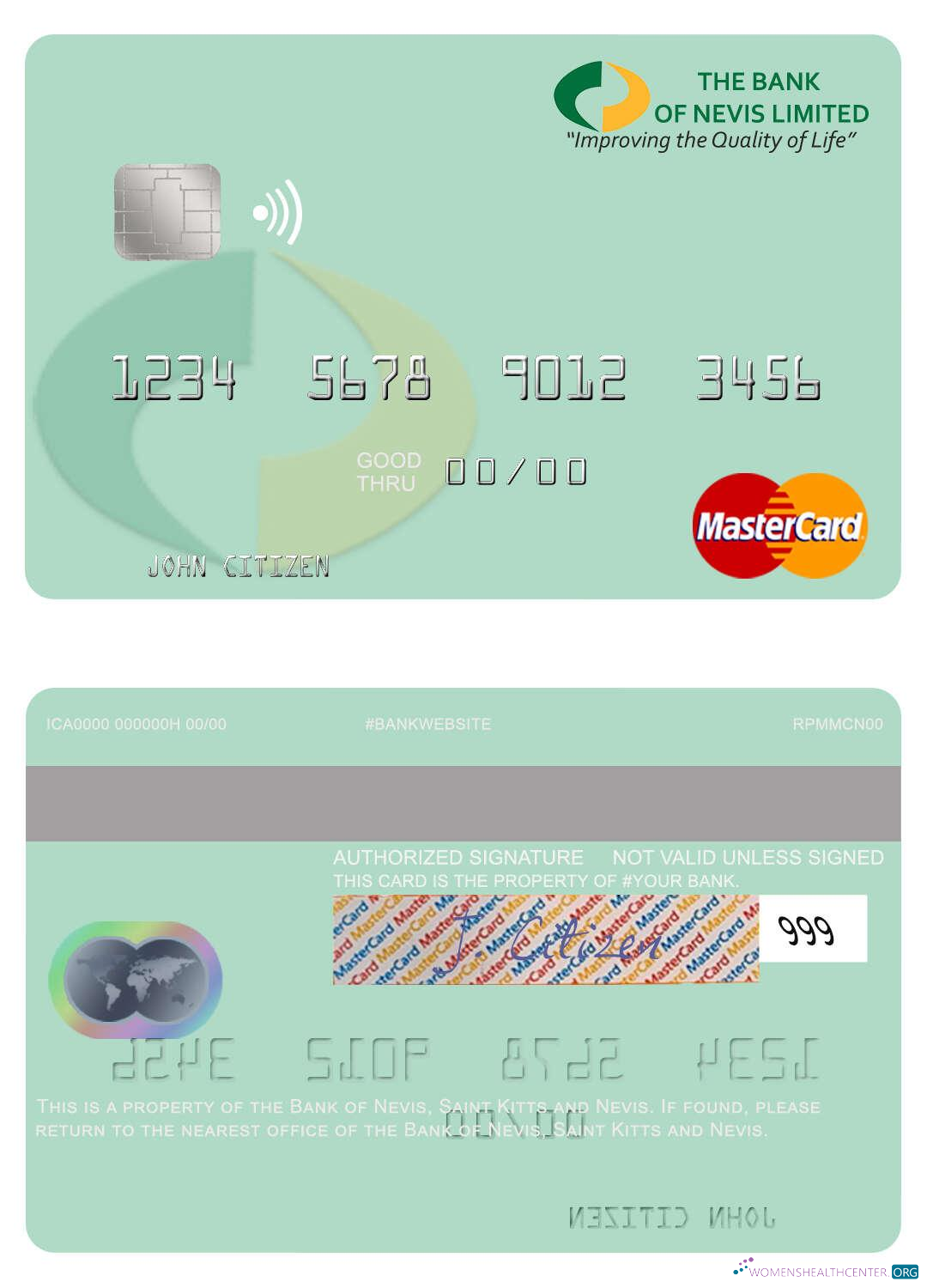 Download Saint Kitts and Nevis Bank of Nevis mastercard Photoshop template
